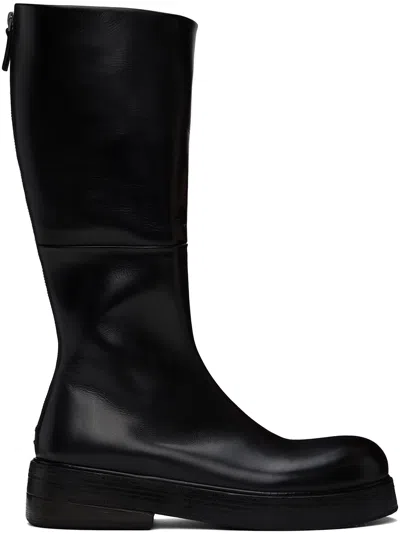 Marsèll Black Zuccolona Boots In Pelle Vitello Nero