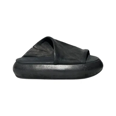 Pre-owned Marsèll Blistered Leather Strap Sandal In Black