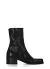 Marsèll Square Toe Leather Ankle Boots In Black