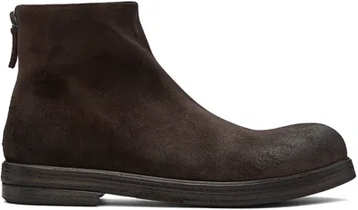 Marsèll Brown Zucca Zeppa Boots In Dark Brown