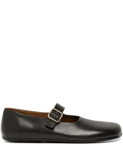 Marsèll Buckled Leather Ballerina Shoes In Black