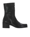 Marsèll Square Toe Leather Ankle Boots In Black