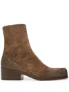 Marsèll Cassello Square-toe Suede Ankle Boots In Brown