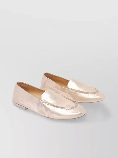 Marsèll Loafers With Metallic Finish And Leather Upper In Gold