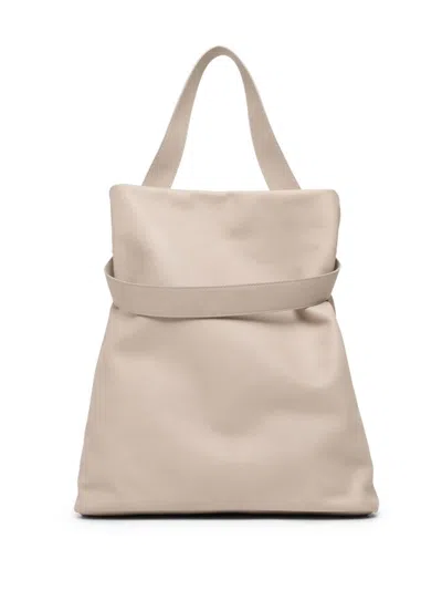 Marsèll Logo-debossed Leather Tote Bag In Neutrals