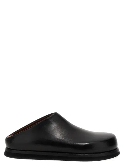 Marsèll Round-toe Leather Mules In Black
