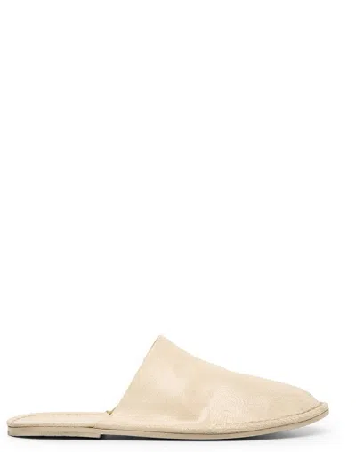 Marsèll Round-toe Leather Slippers In Beige