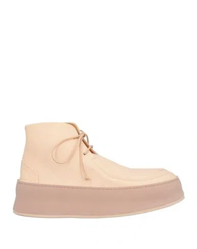 Marsèll Lace-up Ankle Leather Boots In Beige