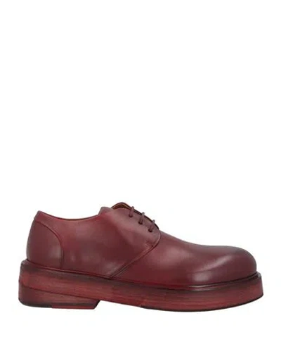 Marsèll Man Lace-up Shoes Brick Size 8 Calfskin In Red