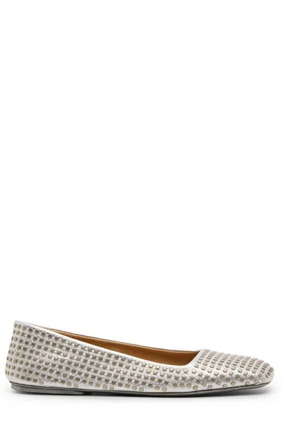 Marsèll Quadrangolo Borchie Foil Ballerina Shoes In Silver