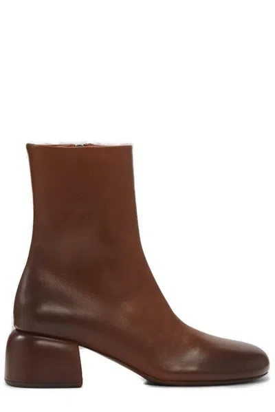 Marsèll Round Toe Zipped Boots In Brown