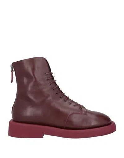 Marsèll Woman Ankle Boots Burgundy Size 8 Calfskin In Red