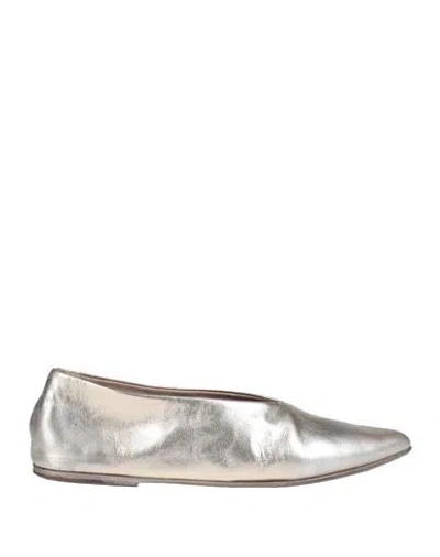 Marsèll Woman Ballet Flats Platinum Size 8 Leather In Grey