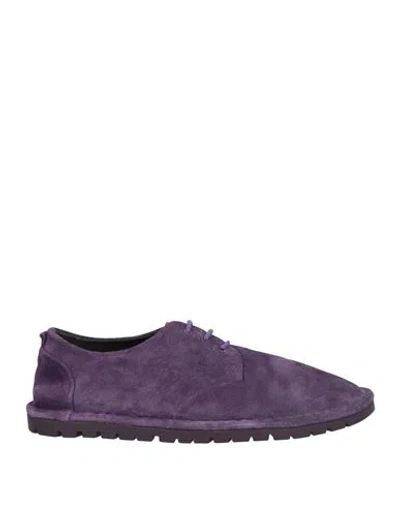 Marsèll Woman Lace-up Shoes Dark Purple Size 7 Leather