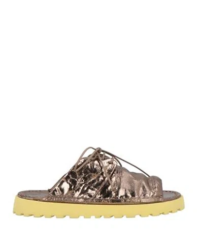 Marsèll Woman Sandals Bronze Size 8 Leather In Yellow
