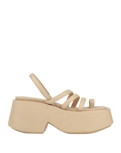 Marsèll Woman Thong Sandal Beige Size 8 Leather