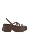 Marsèll Woman Thong Sandal Brown Size 8 Leather