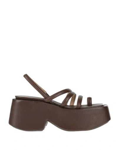 Marsèll Woman Thong Sandal Brown Size 8 Leather