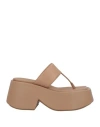 Marsèll Woman Thong Sandal Camel Size 8 Soft Leather In Beige