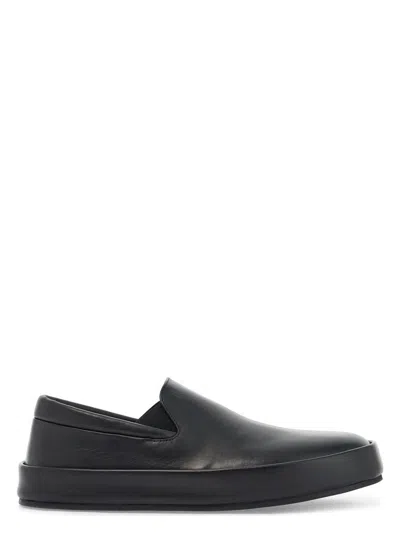 MARSÈLL MEN'S MINIMALIST CALFSKIN SLIP-ON SLIPPERS WITH RUBBER SOLE