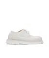 Marsèll Pebble-grained Leather Derbys In White. In White