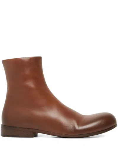 Marsèll Round-toe Leather Ankle Boots In Brown