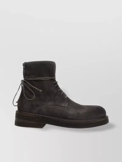 Marsèll Round Toe Suede Finish Thick Sole Boots In Black