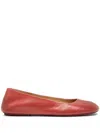 Marsèll Square-toe Leather Ballerina Shoes In Red