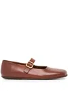 Marsèll Square-toe Leather Ballerina Shoes In Brown