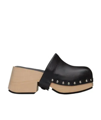Marsèll Square-toe Leather Mules In Black
