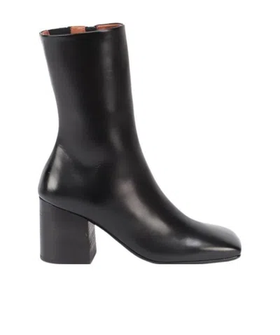 Marsèll Square-toe Mid-calf Leather Boots In Black