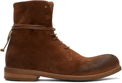 Marsèll Ssense Exclusive Brown Zucca Media Ankle Boots In Walnut