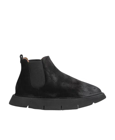 Marsèll Suede Round-toe Slip-on Boots In Black