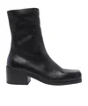 Marsèll Square Toe Leather Ankle Boots In Black