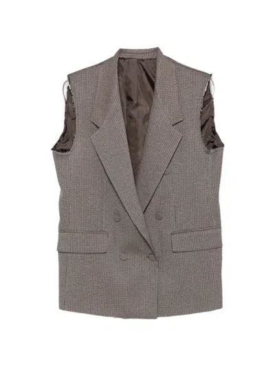 Marsēm Check Double-breasted Gilet In Gray