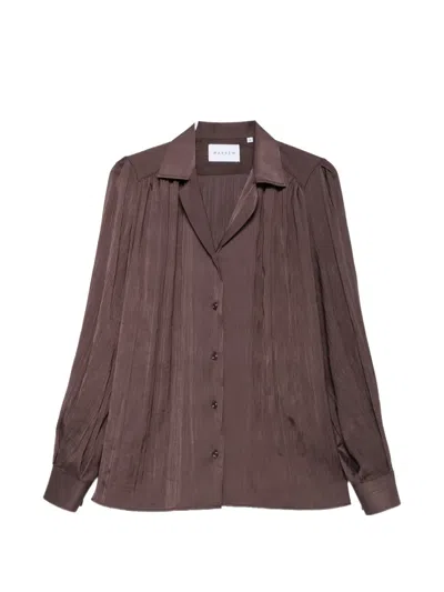 Marsēm Crinkled-finish Balloon-sleeve Shirt In Brown