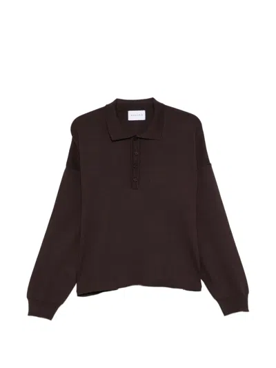 Marsēm Cropped Long-sleeve Polo Shirt In Brown