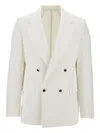 Marsēm Denim Double-breasted Jacket In White