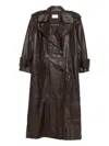 Marsēm Double-breasted Leather Coat In Brown