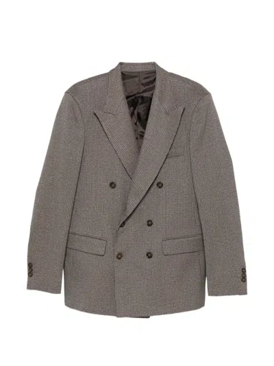 Marsēm Double-breasted Check-pattern Suit In Gray