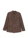 Marsēm Double-breasted Collarless Blazer In Brown
