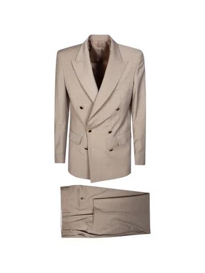 Marsēm Double-breasted Six-button Suit In Neutral