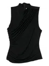 Marsēm Draped High-neck Top In Black