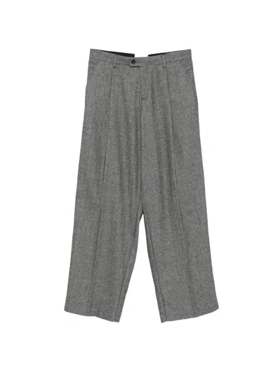 Marsēm Herringbone Pleated Trousers In Gray
