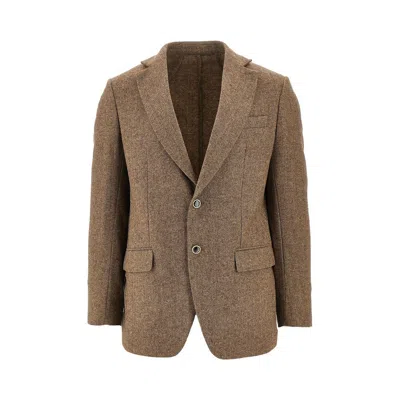 Marsēm Herringbone Single-breasted Jacket In Brown