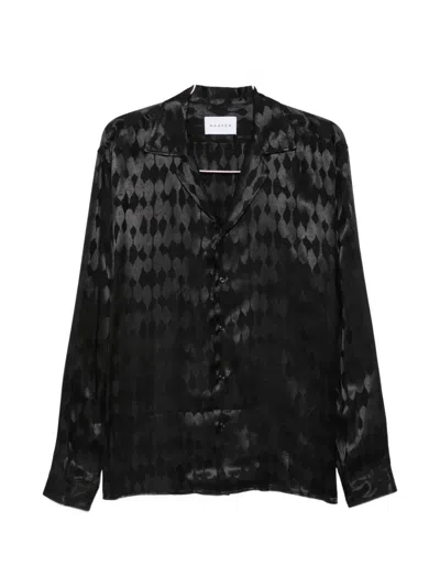 Marsēm Jacquard-patterned Camp-collar Shirt In Black