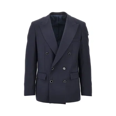 Marsēm Light Wool-blend Double-breasted Jacket In Blue