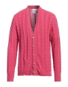 Marsēm Man Cardigan Magenta Size Xxl Cotton, Acrylic In Magenta