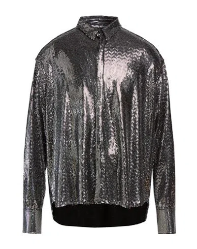 Marsēm Man Shirt Silver Size Xl Nylon, Metal, Elastane In Black