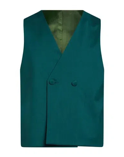 Marsēm Man Tailored Vest Emerald Green Size 36 Virgin Wool In Blue